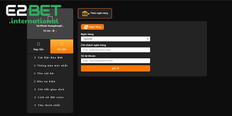 Giao dịch rút tiền E2bet